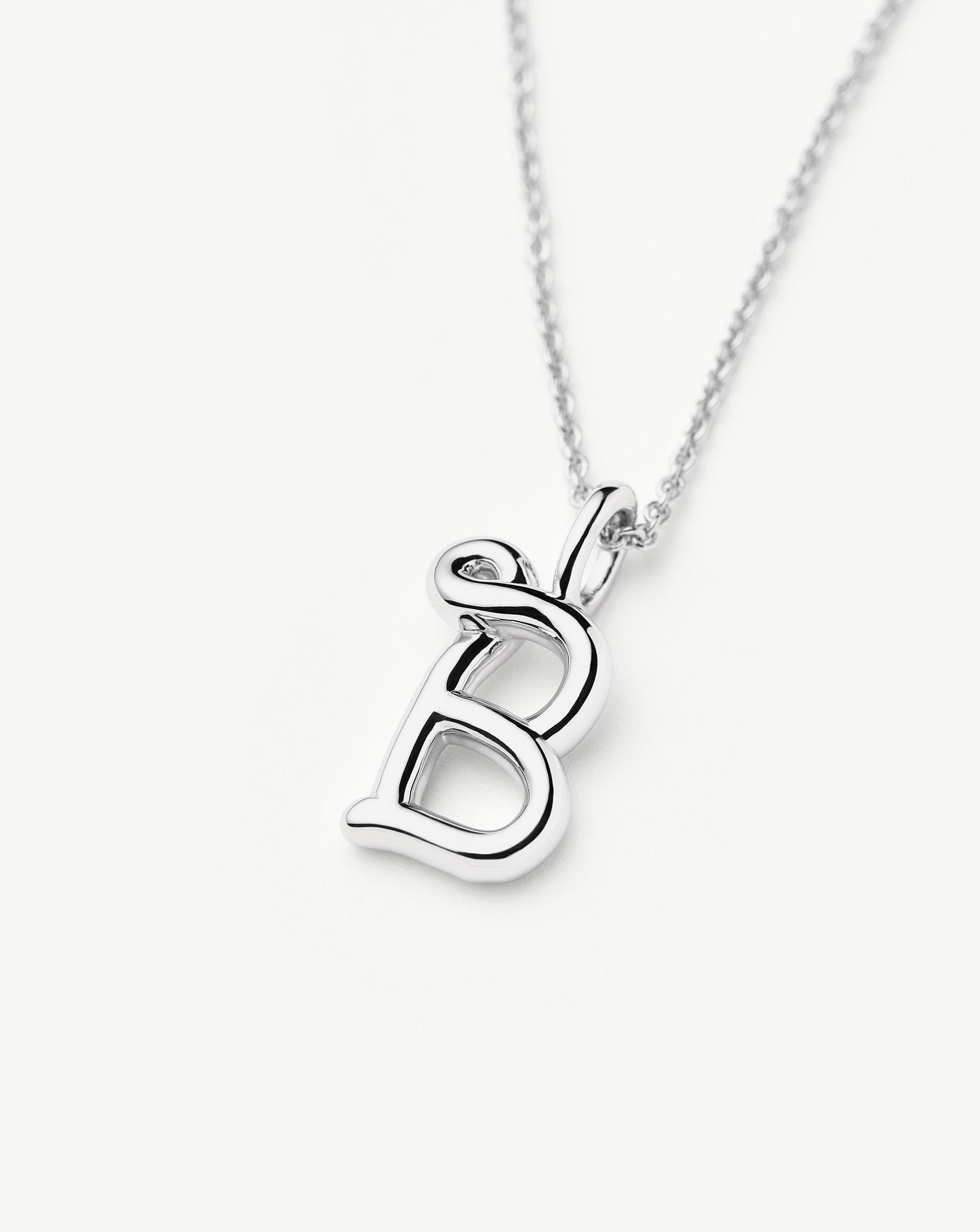 Curly Molten Mini Initial Necklace - B | Sterling Silver