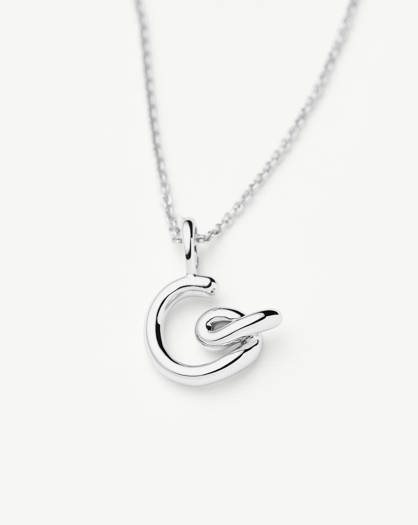 Curly Molten Mini Initial Necklace - G | Sterling Silver