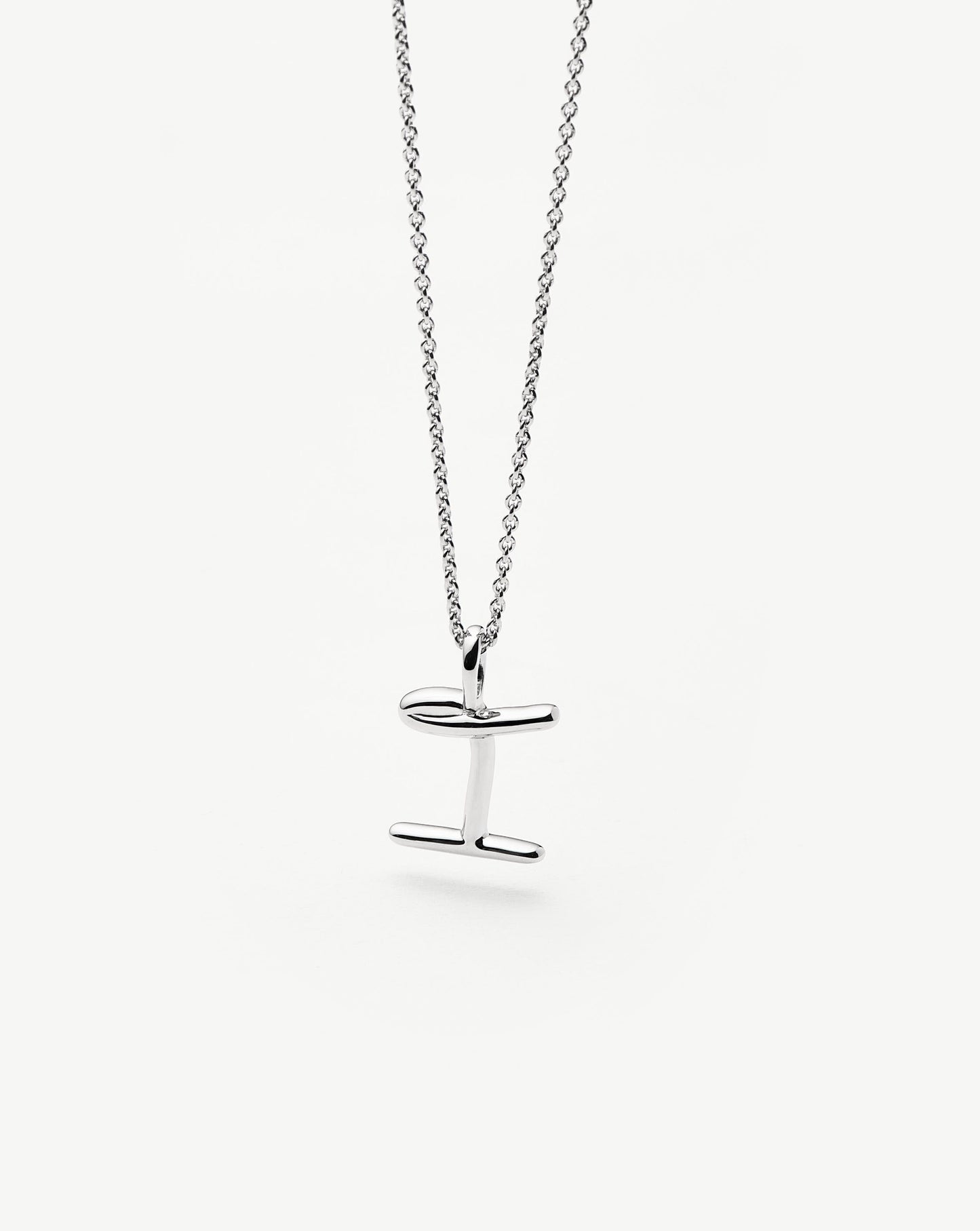 Curly Molten Mini Initial Necklace - I | Sterling Silver