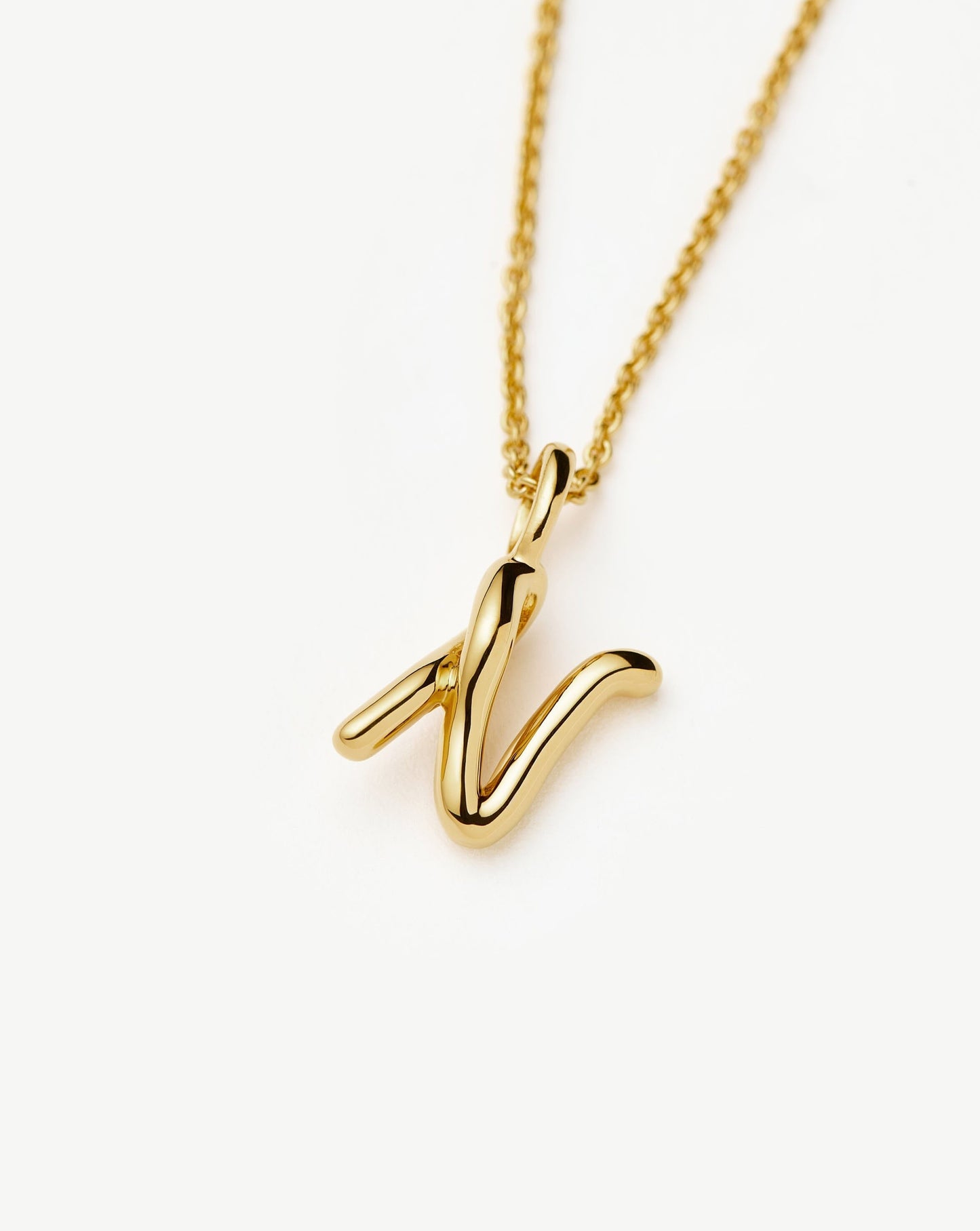 Curly Molten Mini Initial Necklace - N | 18ct Gold Vermeil