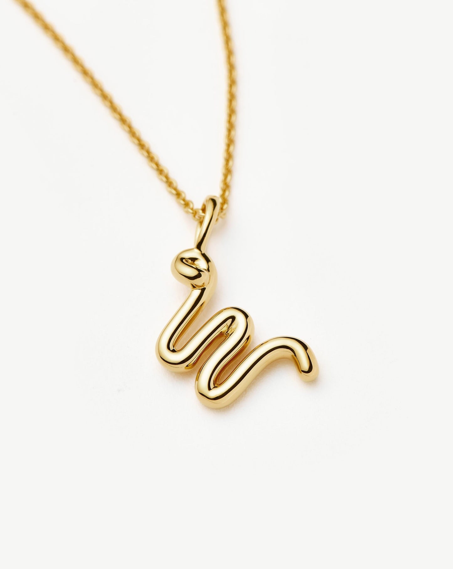 Curly Molten Mini Initial Necklace - W | 18ct Gold Vermeil