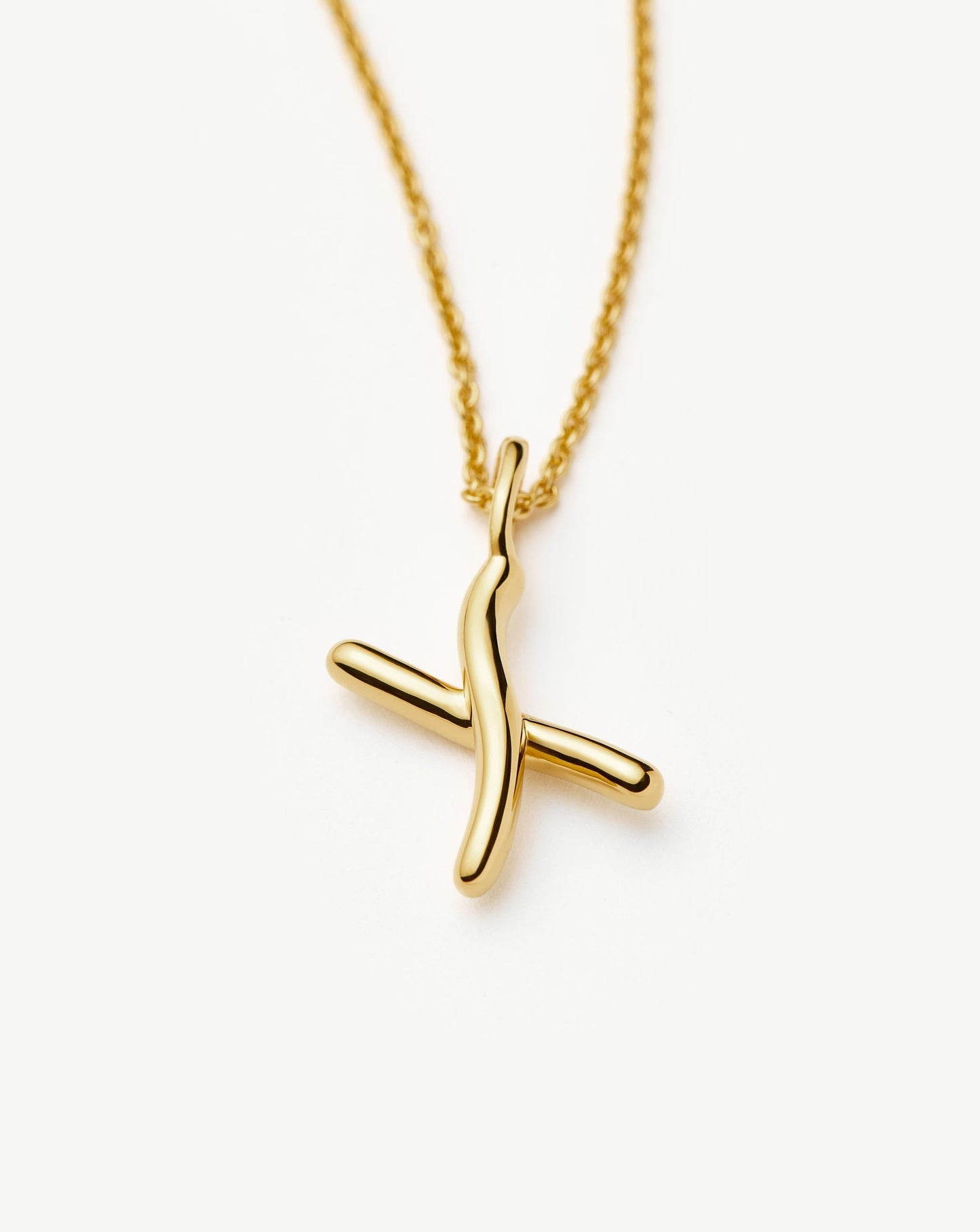 Curly Molten Mini Initial Necklace - X | 18ct Gold Vermeil