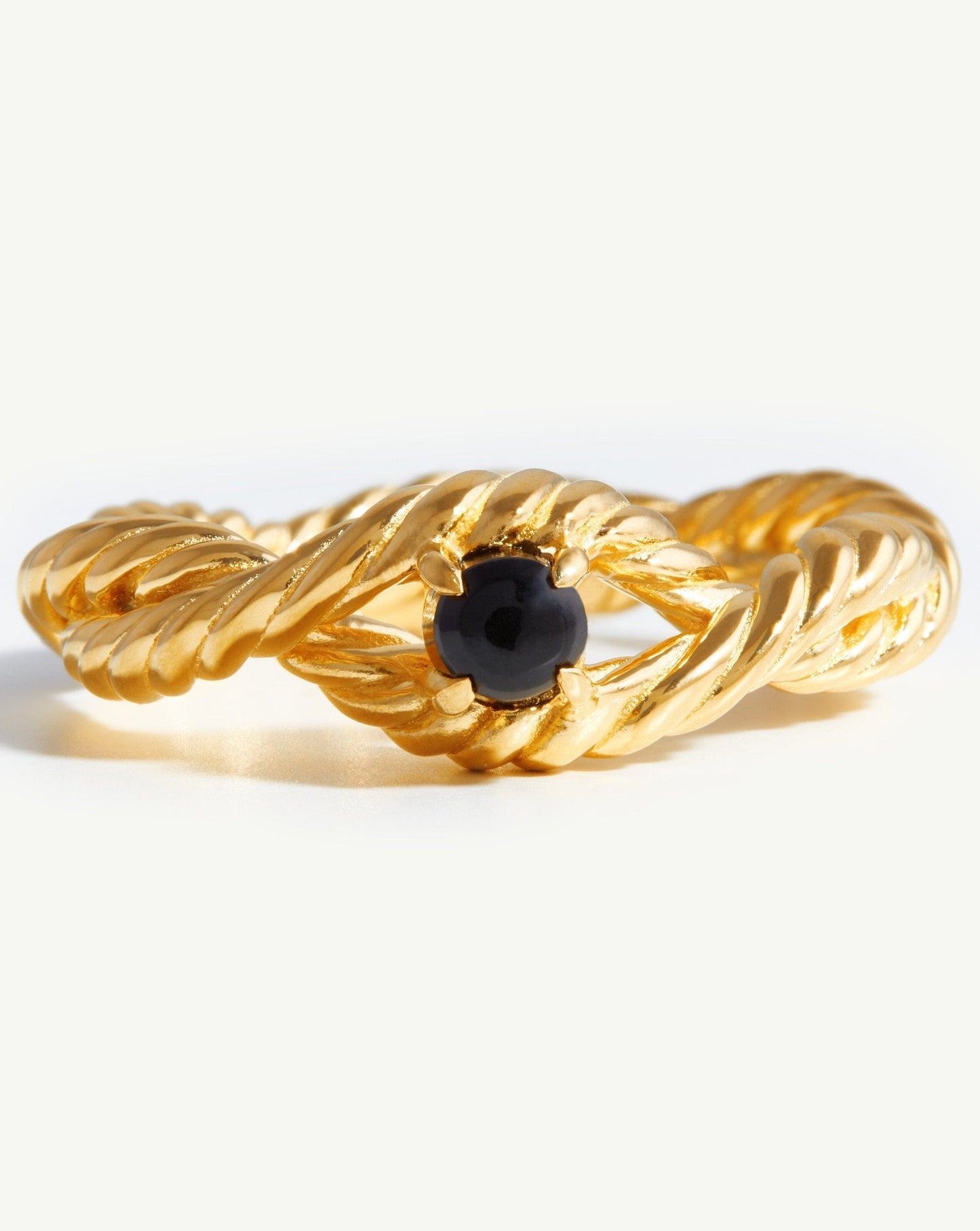 Marina Double Rope Gemstone Ring | 18ct Gold Vermeil/Black Onyx