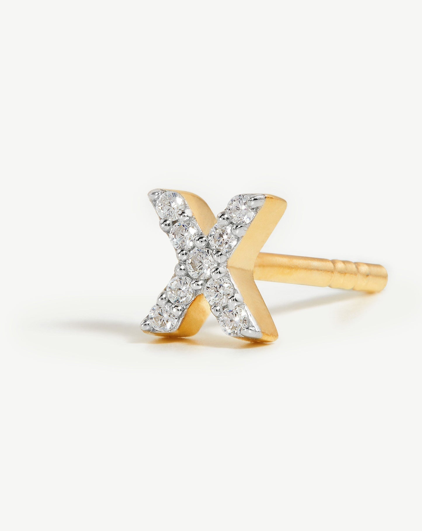 Pave Initial Single Stud Earring - Initial X | 18ct Gold Vermeil/Cubic Zirconia