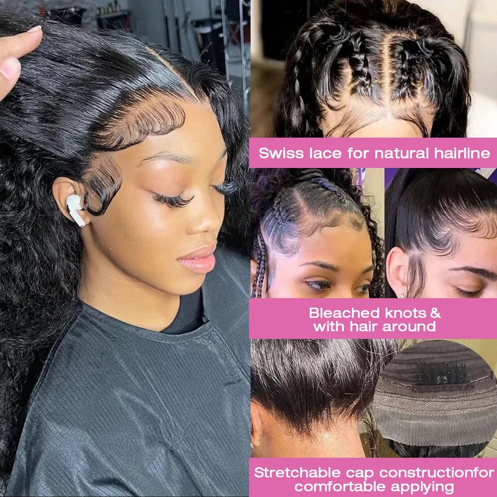 300% Curly Lace Front Human Hair Wig Wet and Wavy Wigs For Women Water Deep Wave 13x6 HD Lace Frontal Human Hair Wig 250 Density