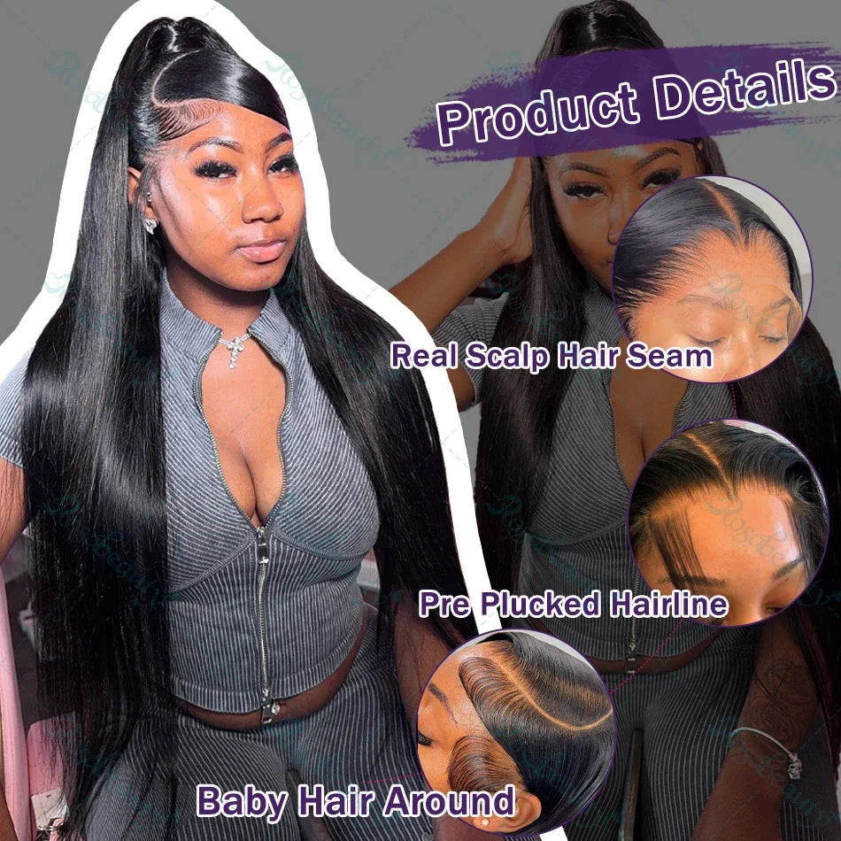 HD Lace Front Wigs 30 38 Inch Straight 13x4 13x6 Transparent Lace Frontal Human Hair Wigs Pre Plucked HD Lace Wigs For Women