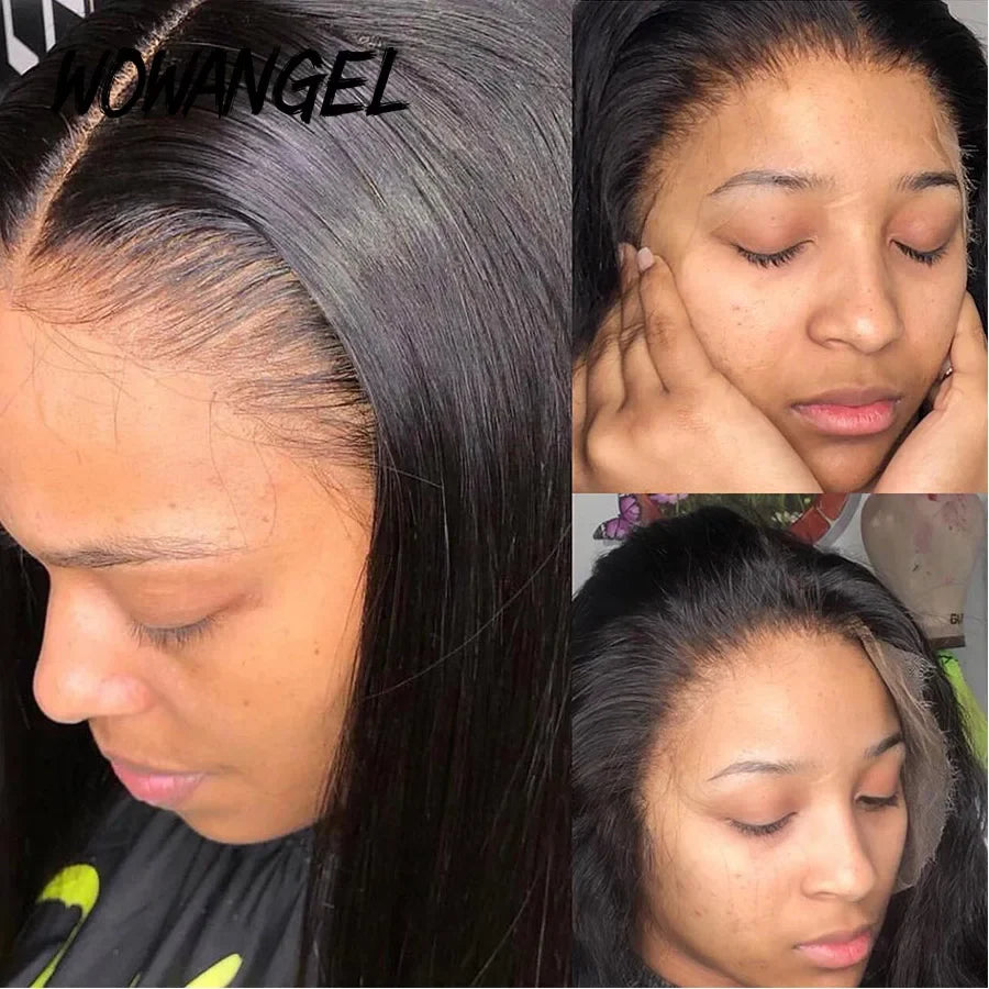 Wow Angel 250% 13x6 HD Lace Frontal Wig Straight Ultra-Fitted HD Transparent Lace Front Human Hair Wigs Melt Skins For Women