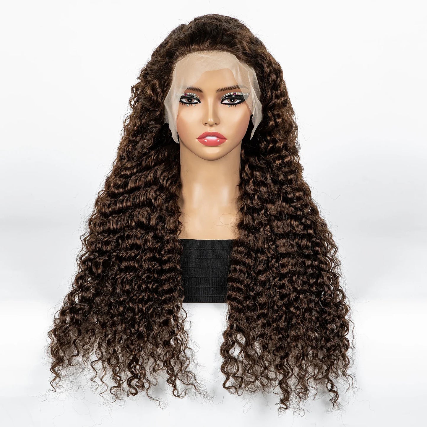 300% Density Ombre 30 Inches Water Wave Wavy Curly Human Hair Wigs 13x4 Transparent Lace Frontal Human Hair Wig for Women