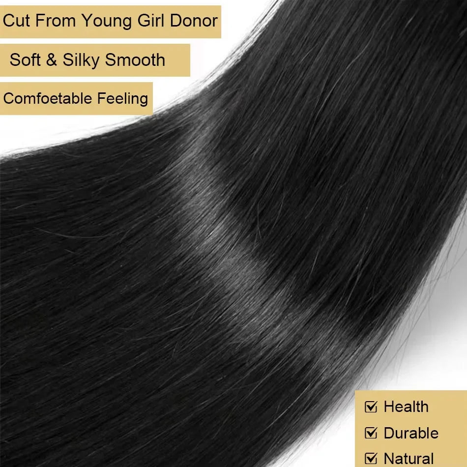 40 50Inch Bone Straight Human Hair Bundles Raw Hair Bundles 100% Human Hair Extensions Brazilian Weave 3 4 Bundles Fast Shipping