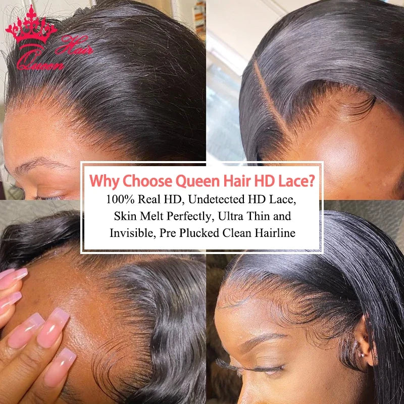 Queen Hair 400% High Density Wig Real HD Lace Raw Human Hair 13x4 13x6 FULL Frontal 6x6 7x7 Closure Wig Straight / Body Wave