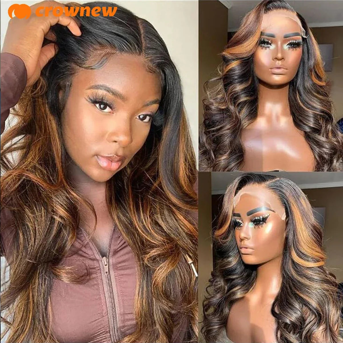 Wear And Go Glueless Wigs Human Hair P1B/30 Highlight Wig 13x4 Body Wave Human Hair Wigs Pre Plucked Bleached Knots Ombre Hair
