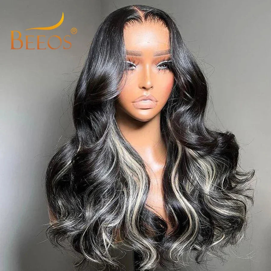 BEEOS 1B/613 Oreo Highlight 13x6 HD Lace Frontal Wig 250% Pre Plucked 613 Blonde Body Wave 5x5 HD Lace Closure Wig For Women