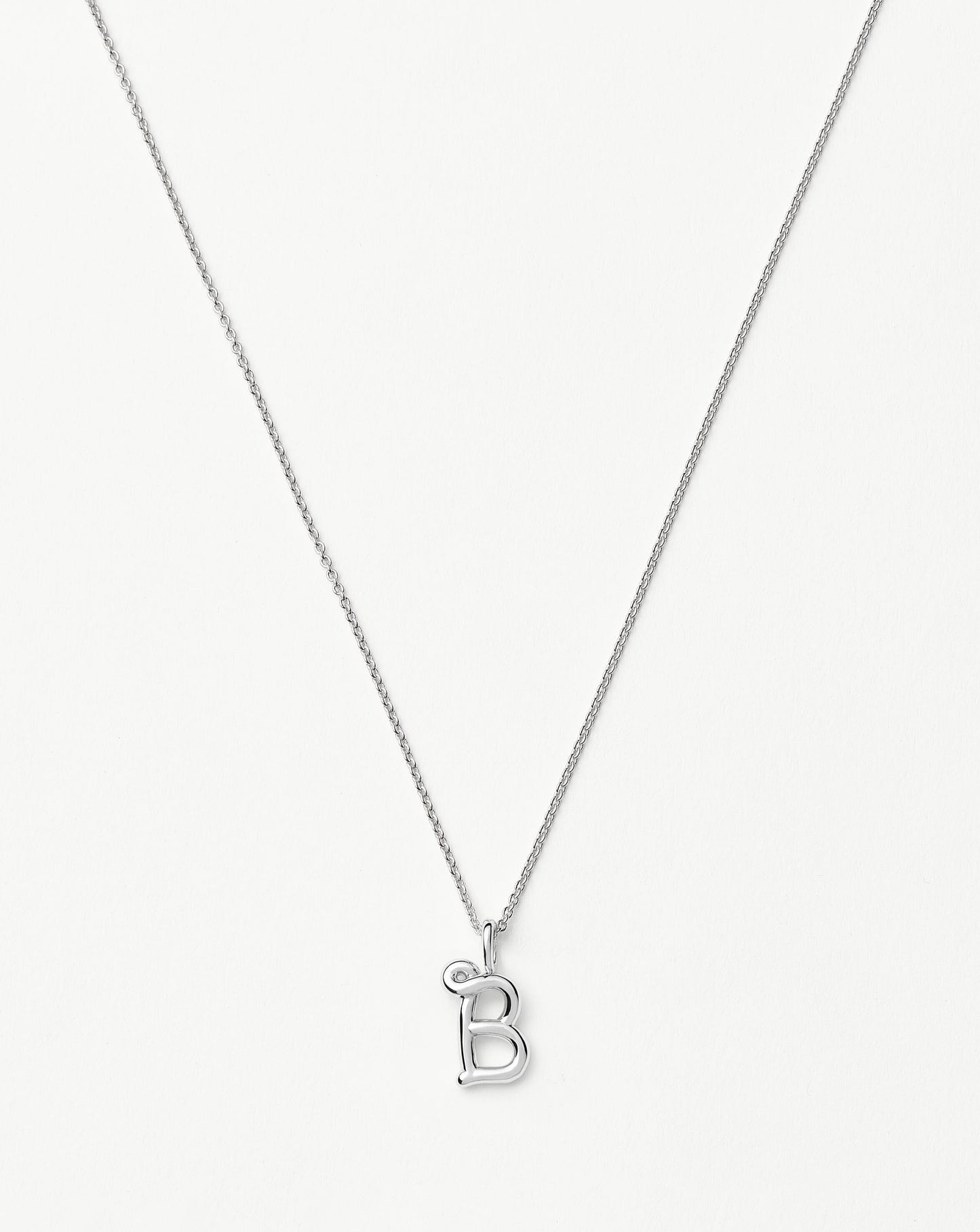 Curly Molten Mini Initial Necklace - B | Sterling Silver
