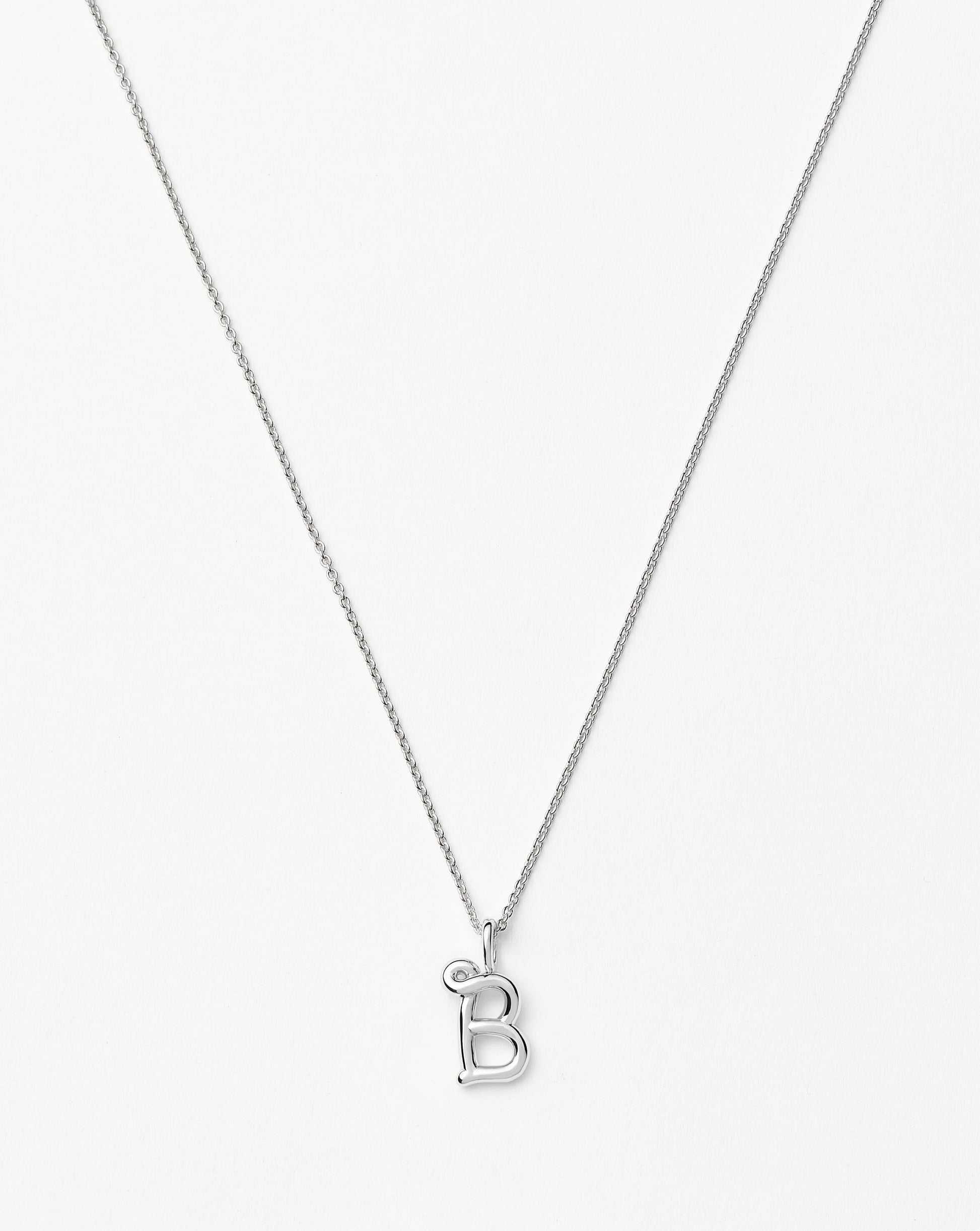 Curly Molten Mini Initial Necklace - B | Sterling Silver