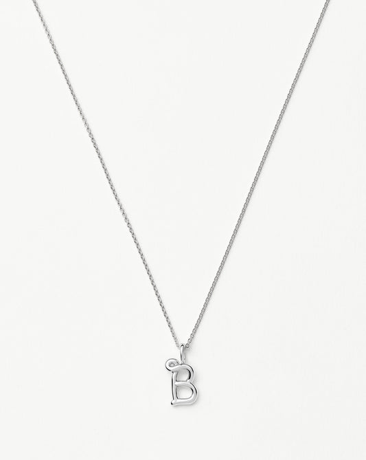 Curly Molten Mini Initial Necklace - B | Sterling Silver