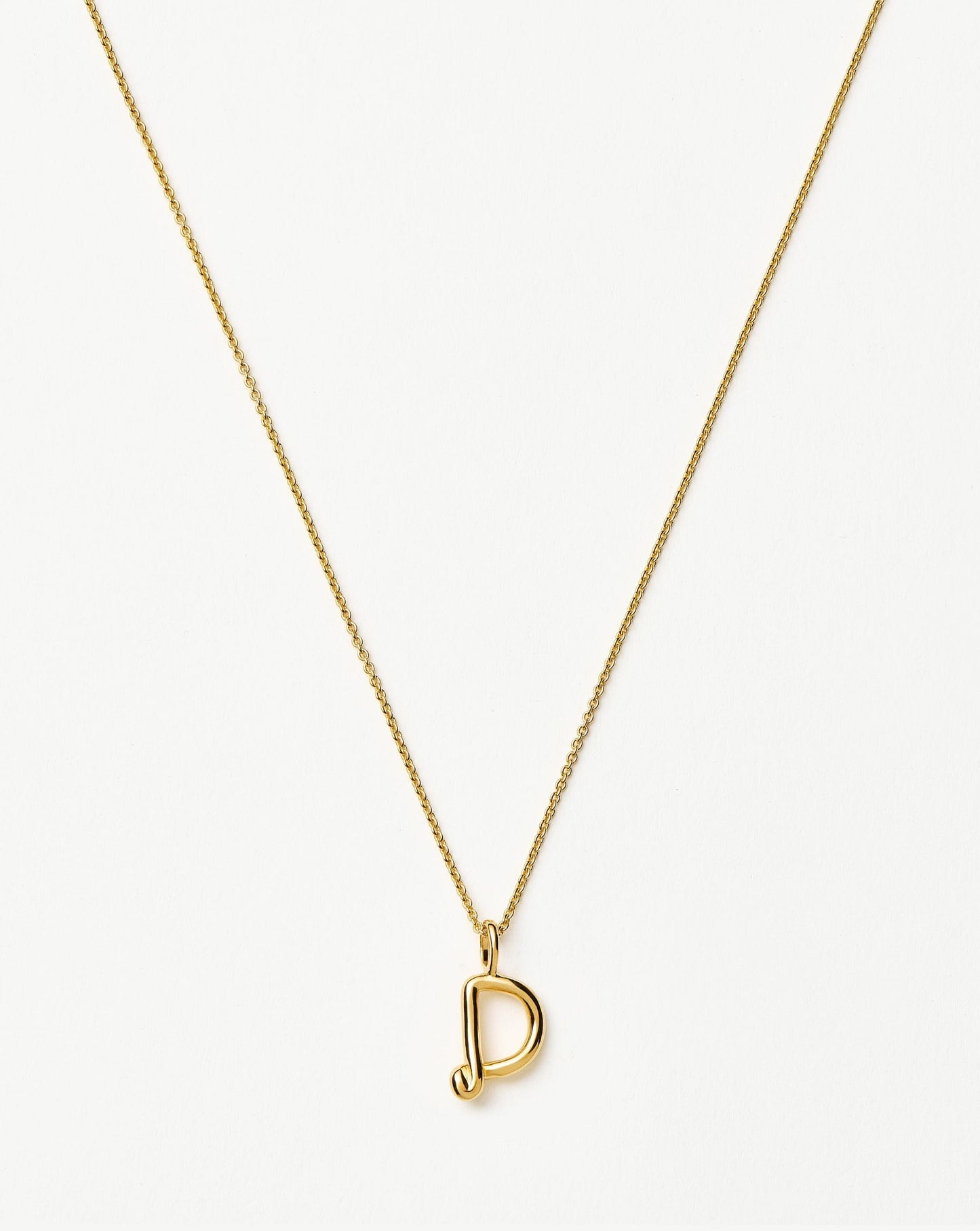 Curly Molten Mini Initial Necklace - D  | 18ct Gold Vermeil