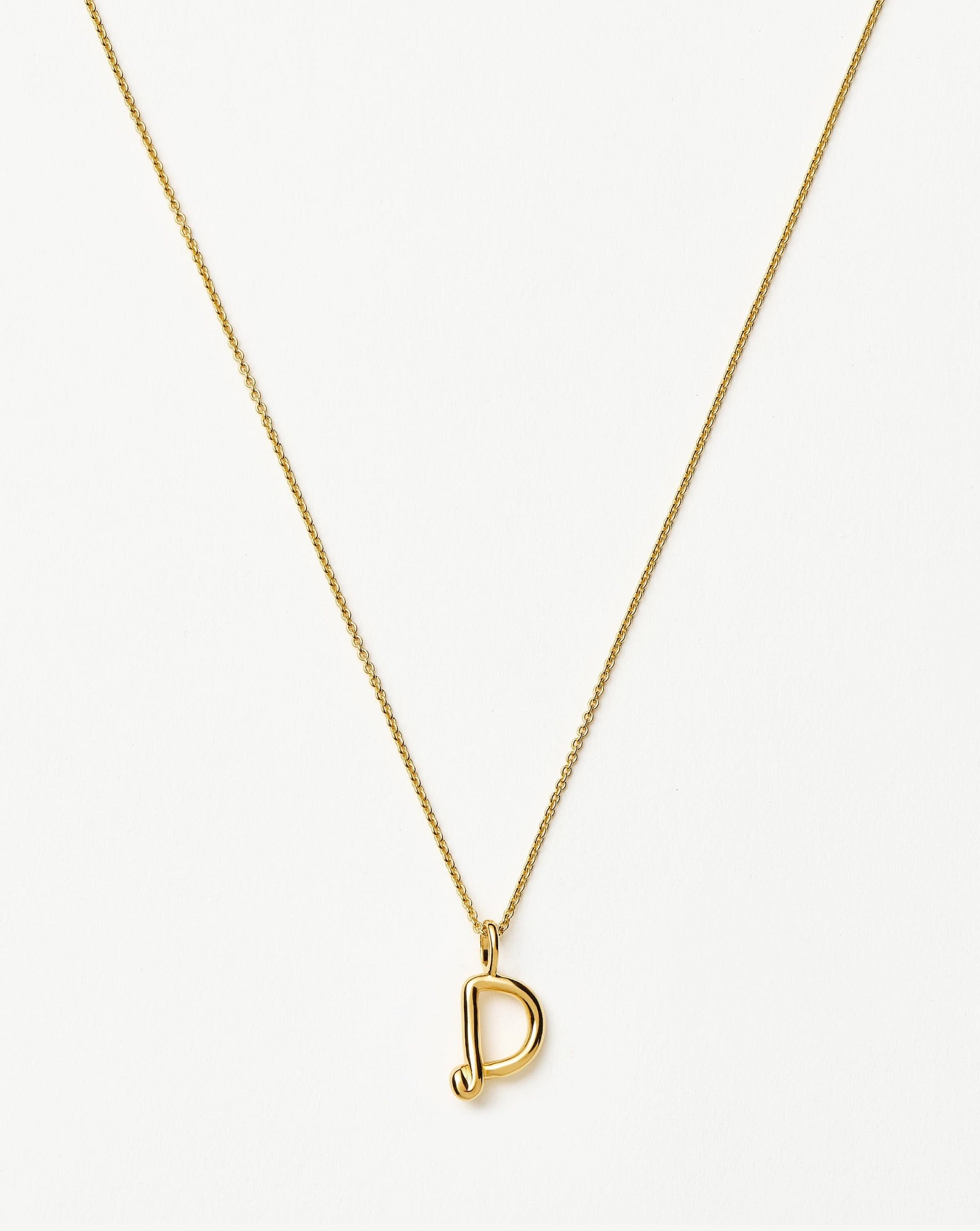 Curly Molten Mini Initial Necklace - D  | 18ct Gold Vermeil