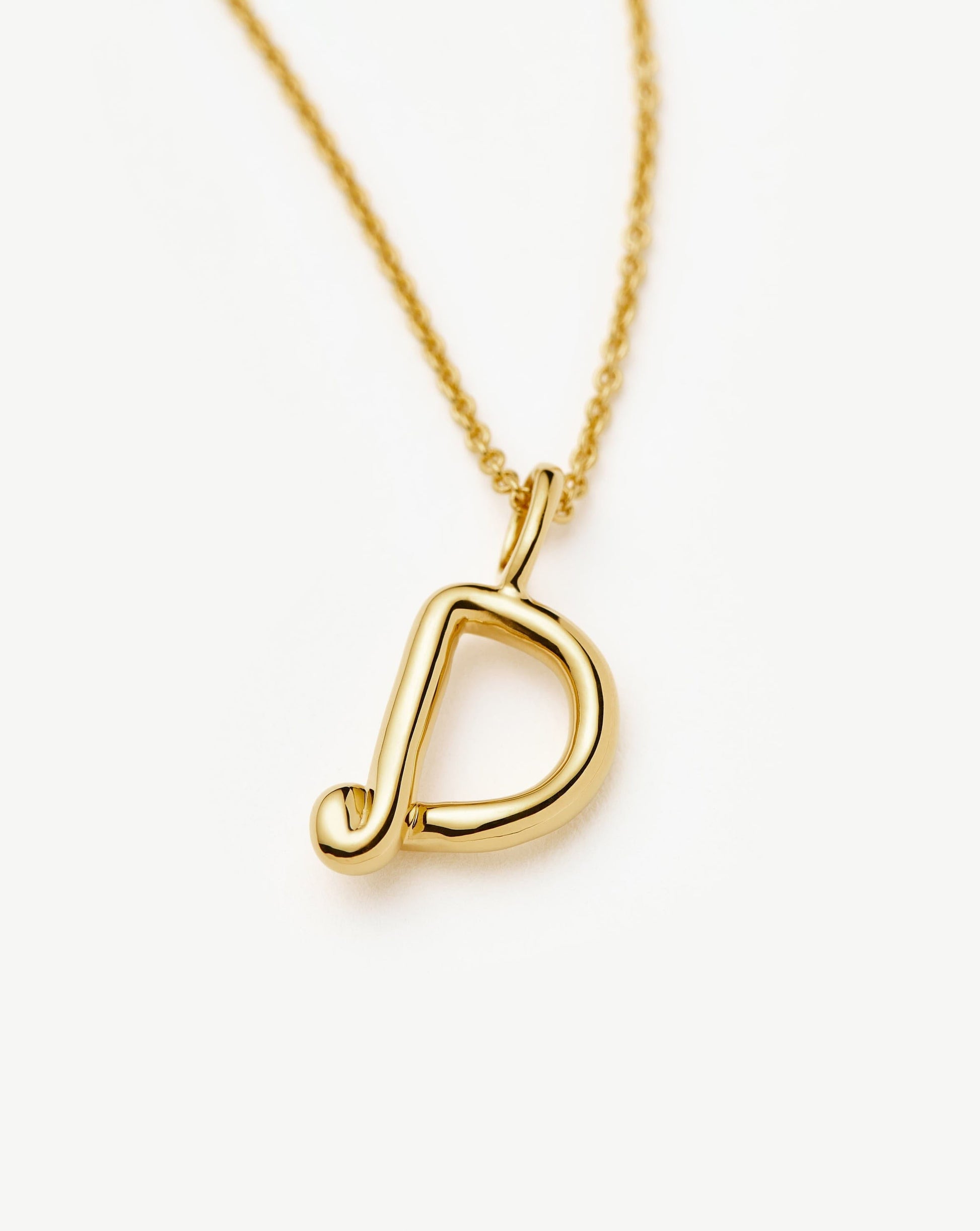 Curly Molten Mini Initial Necklace - D  | 18ct Gold Vermeil