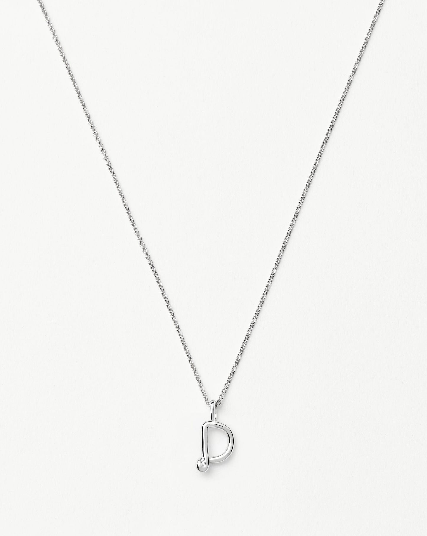 Curly Molten Mini Initial Necklace - D | Sterling Silver