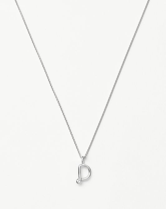 Curly Molten Mini Initial Necklace - D | Sterling Silver