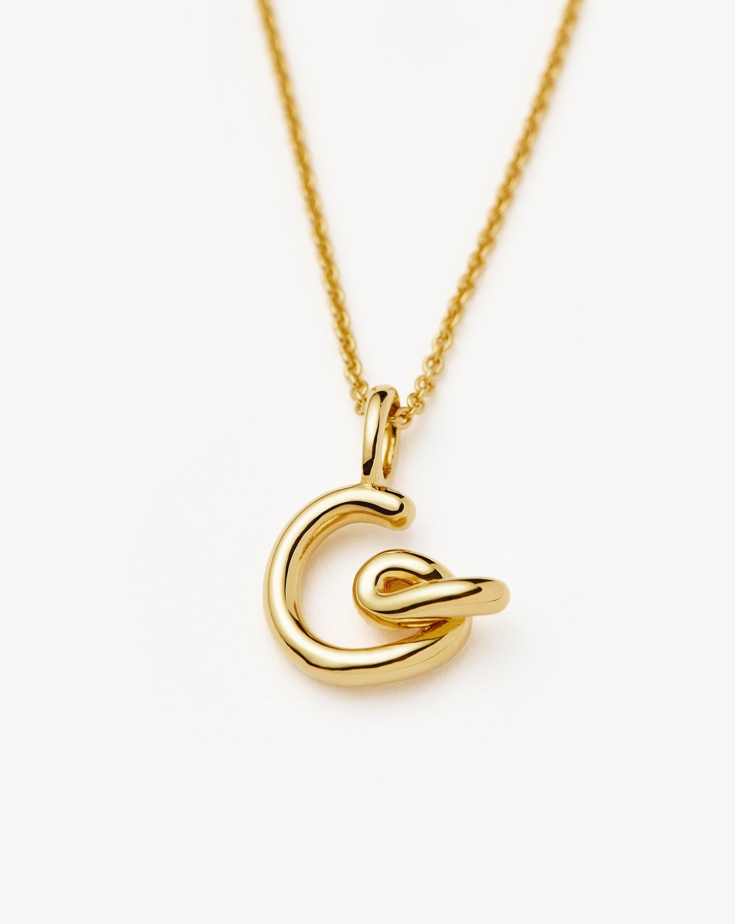 Curly Molten Mini Initial Necklace - G  | 18ct Gold Vermeil