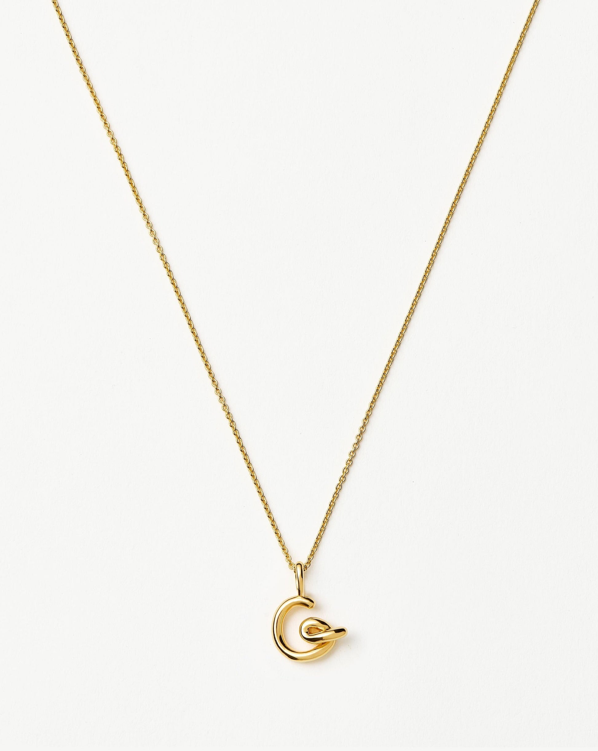 Curly Molten Mini Initial Necklace - G  | 18ct Gold Vermeil