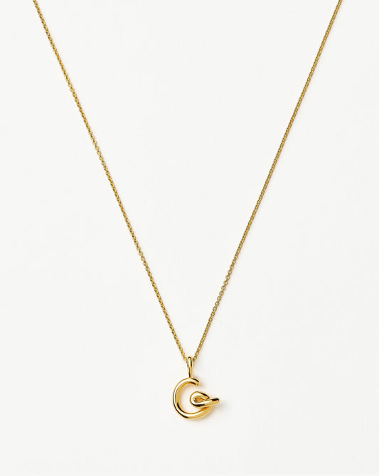 Curly Molten Mini Initial Necklace - G  | 18ct Gold Vermeil