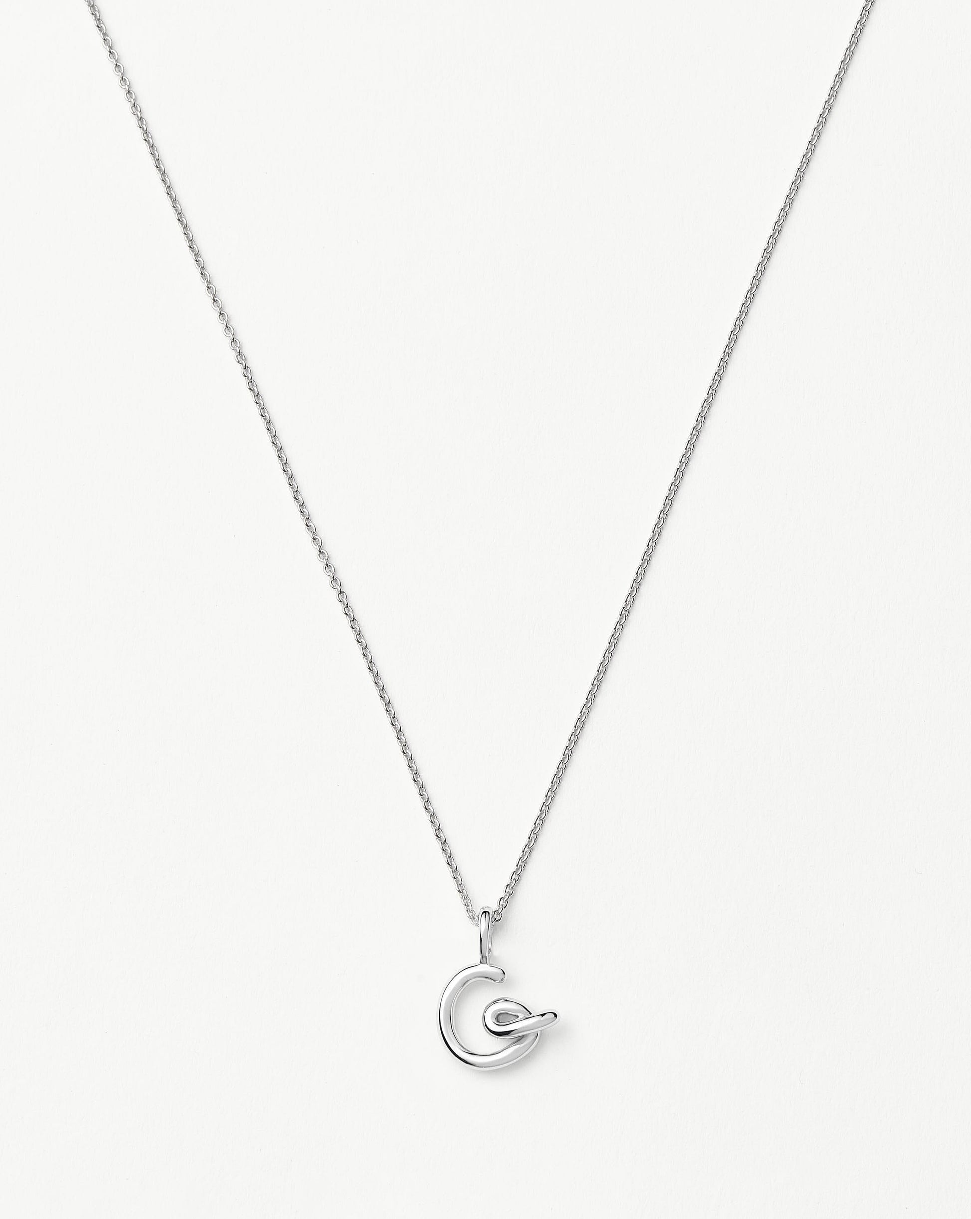 Curly Molten Mini Initial Necklace - G  | Sterling Silver