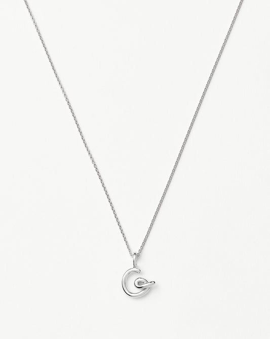 Curly Molten Mini Initial Necklace - G  | Sterling Silver