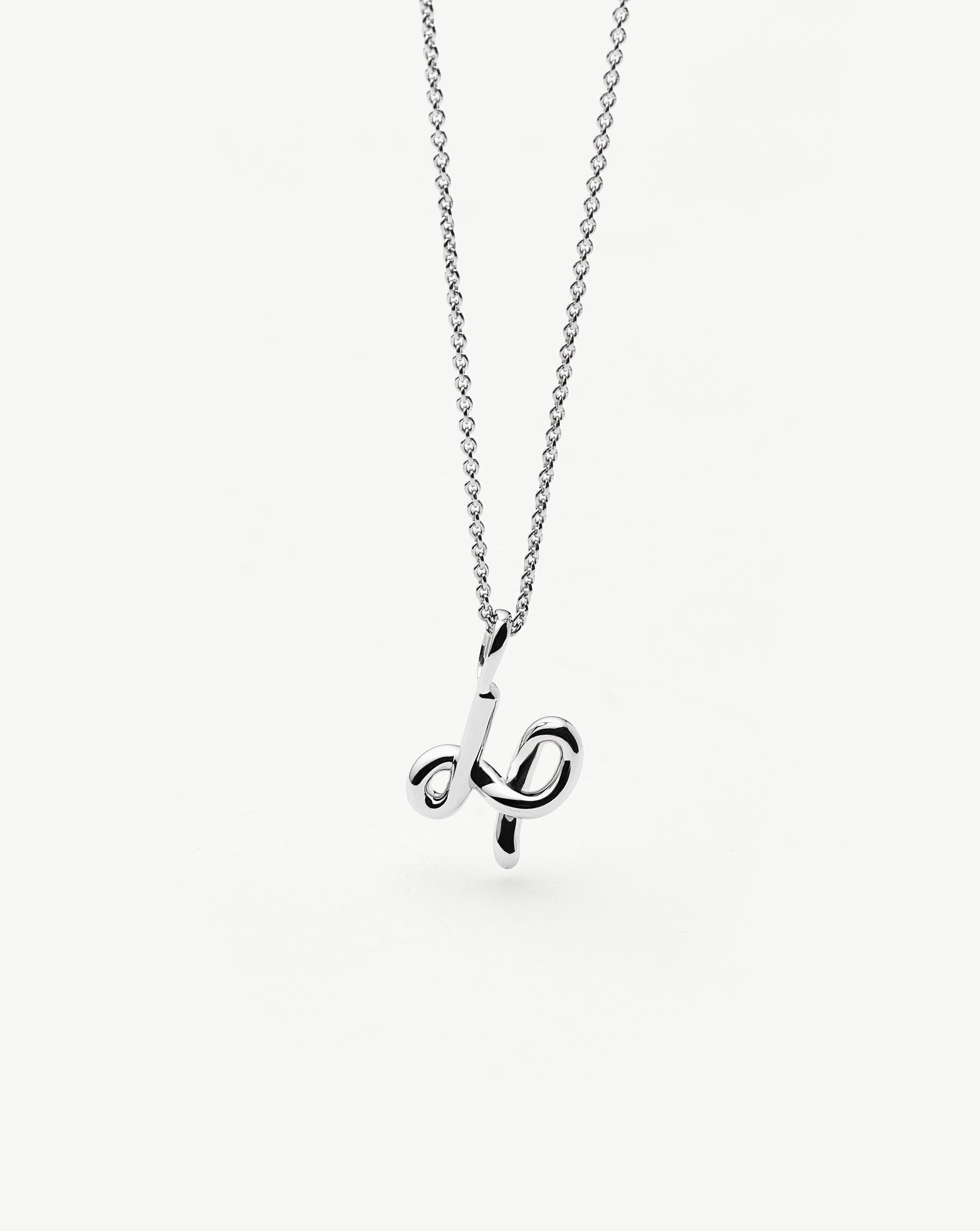 Curly Molten Mini Initial Necklace - H | Sterling Silver