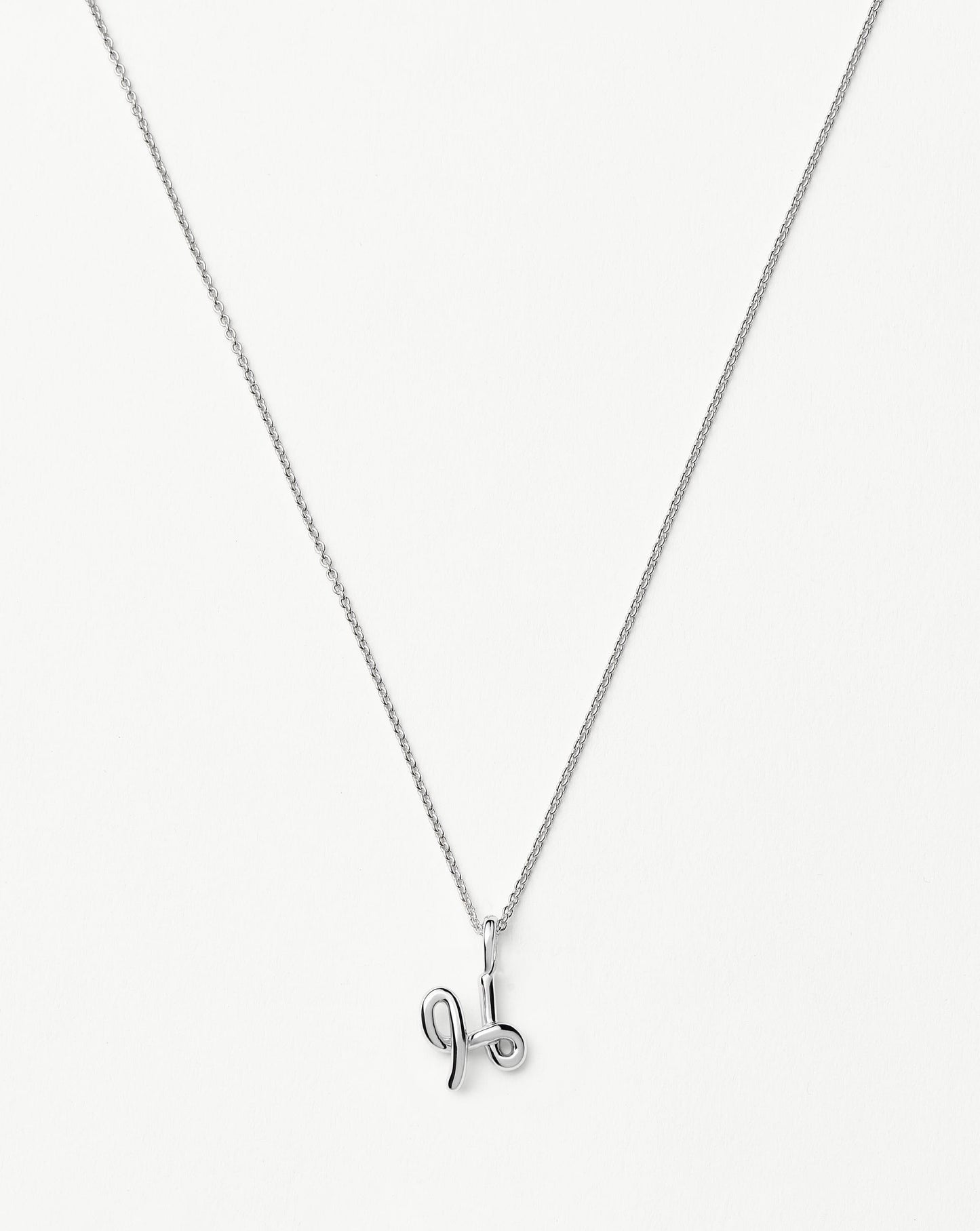 Curly Molten Mini Initial Necklace - H | Sterling Silver