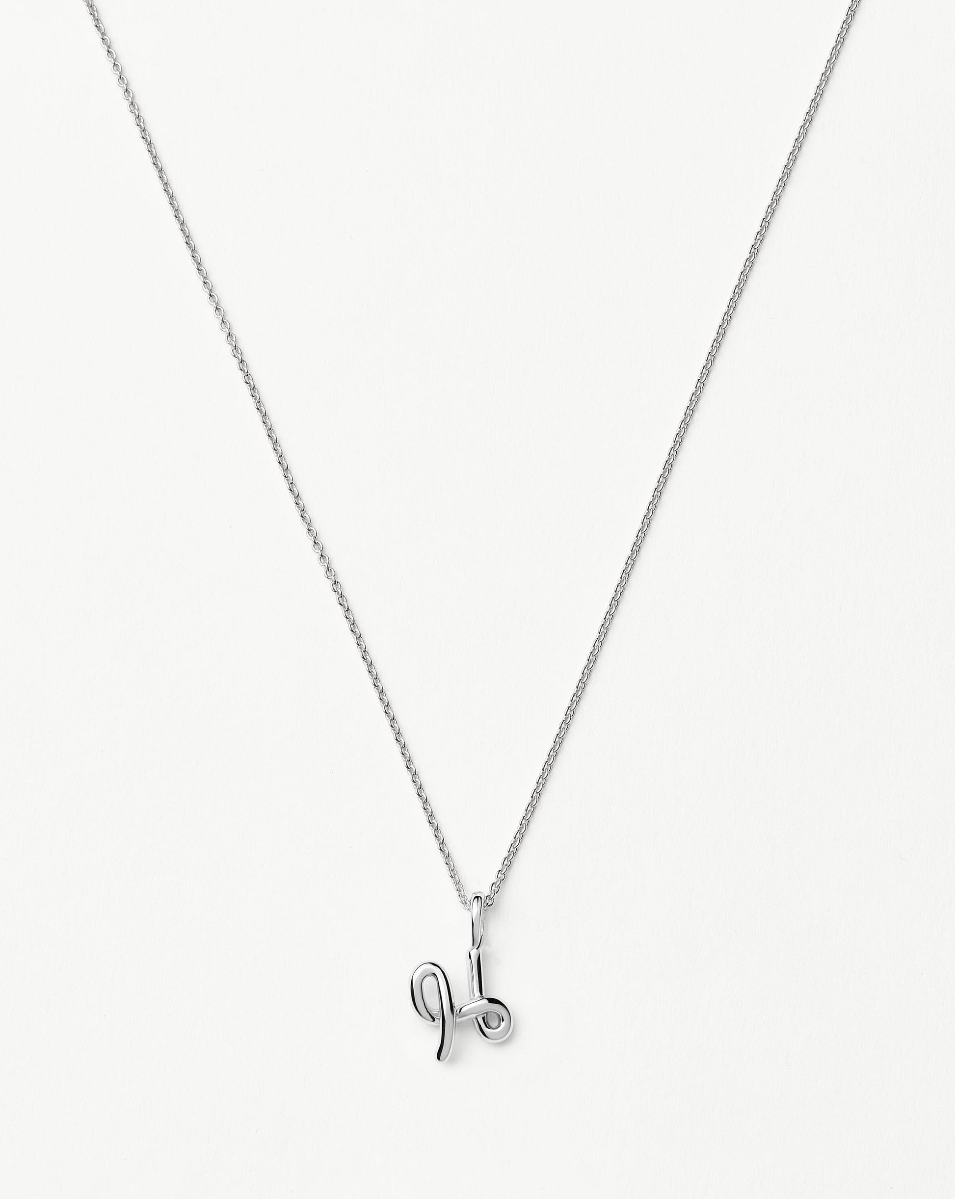 Curly Molten Mini Initial Necklace - H | Sterling Silver