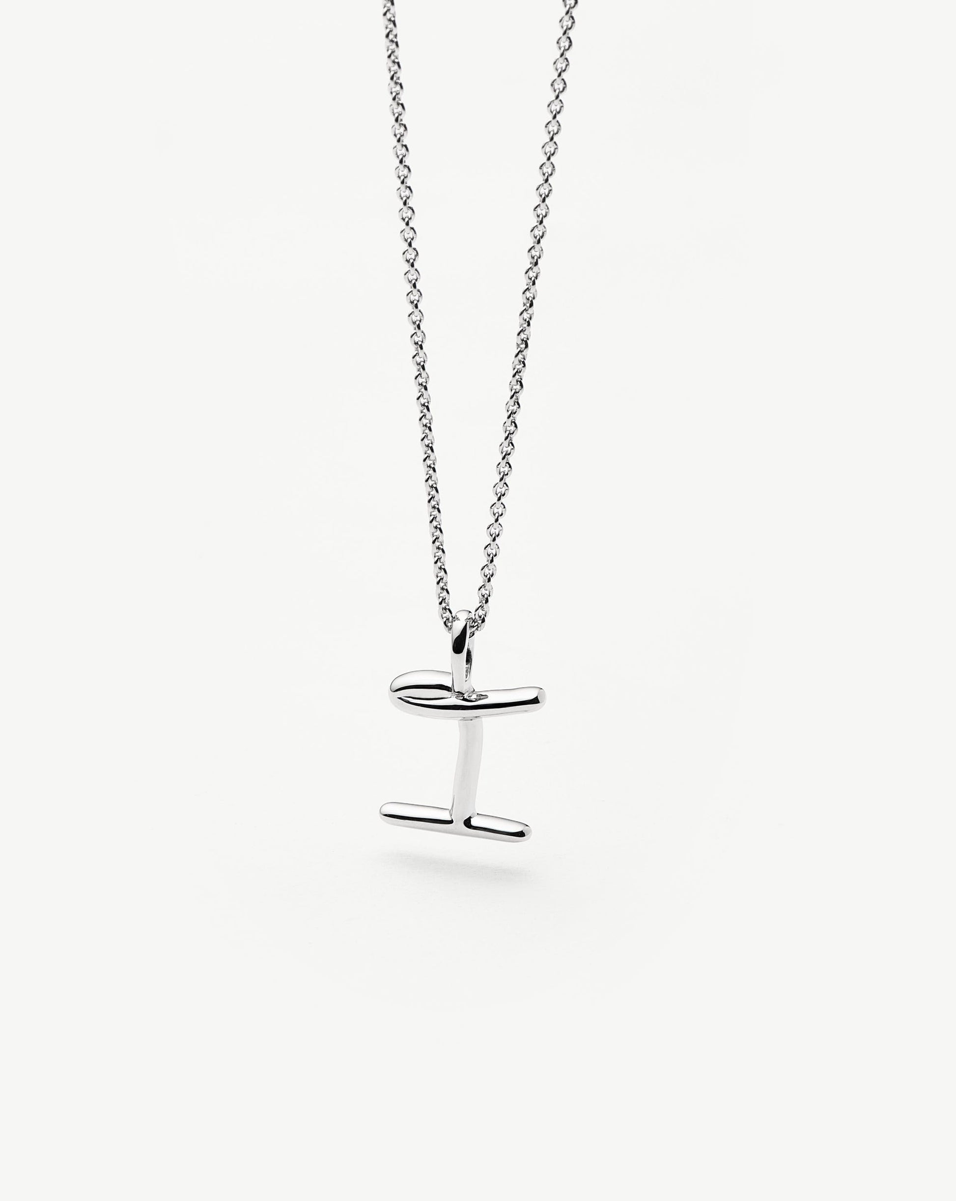 Curly Molten Mini Initial Necklace - I | Sterling Silver