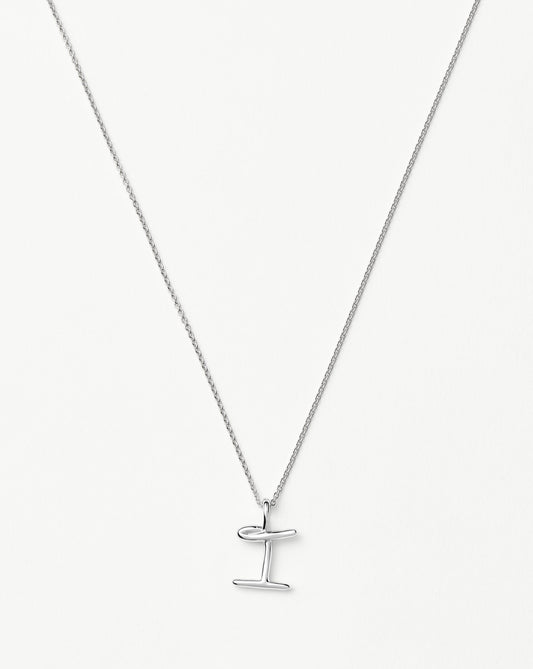 Curly Molten Mini Initial Necklace - I | Sterling Silver