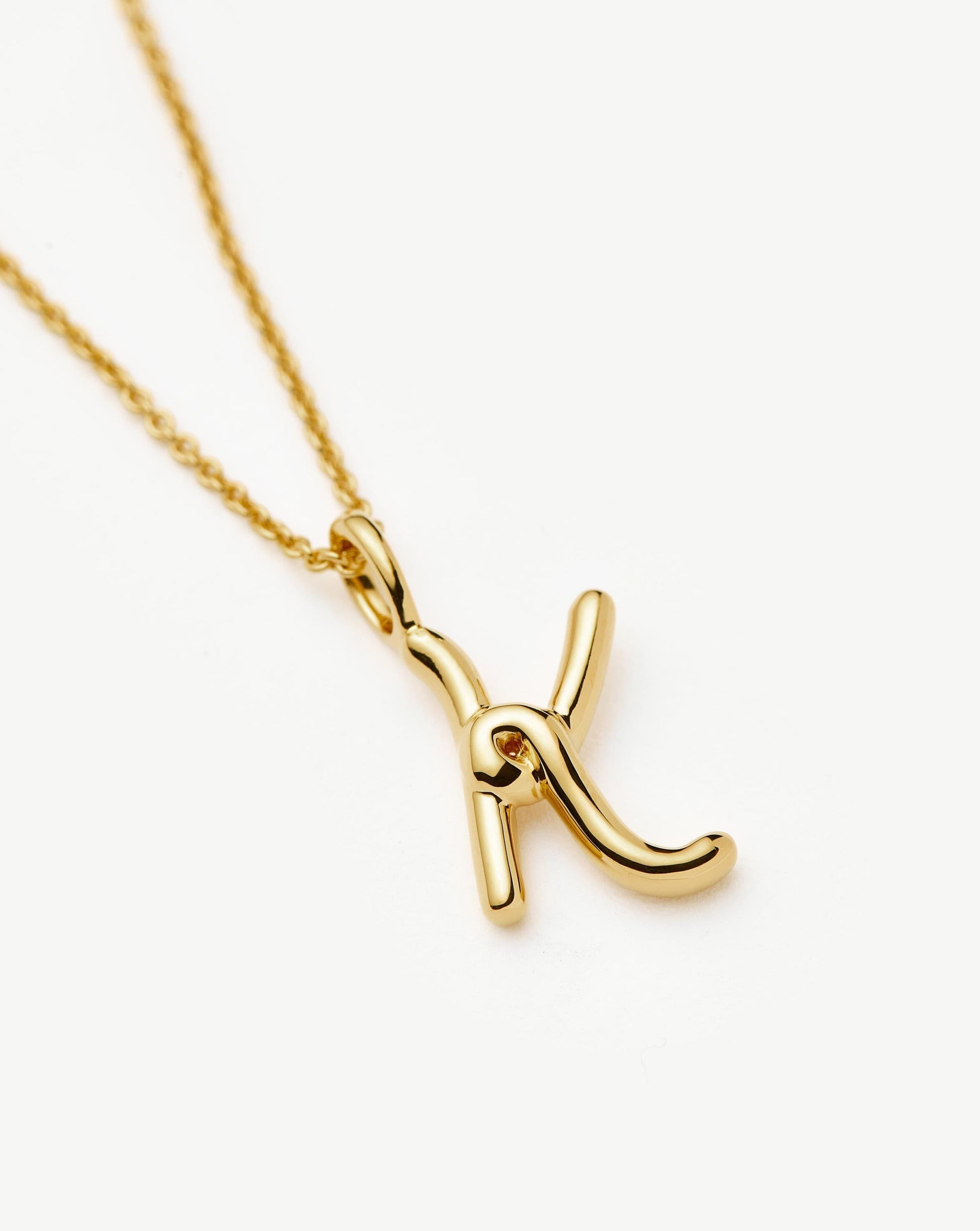 Curly Molten Mini Initial Necklace - K | 18ct Gold Vermeil