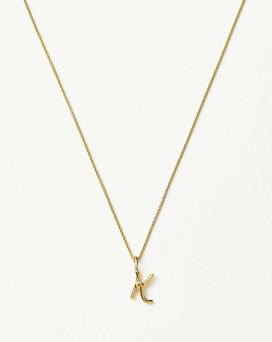 Curly Molten Mini Initial Necklace - K | 18ct Gold Vermeil