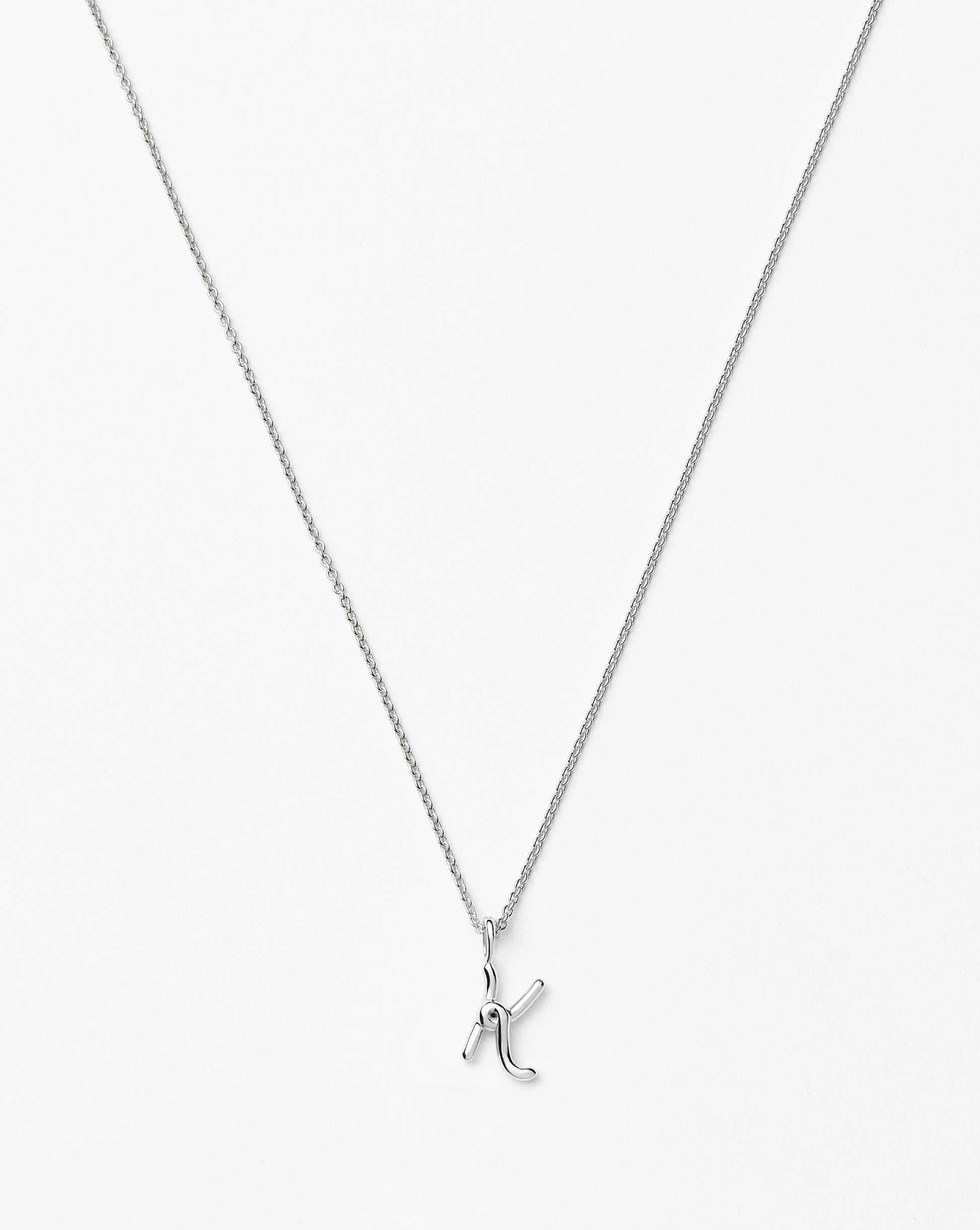 Curly Molten Mini Initial Necklace - K | Sterling Silver