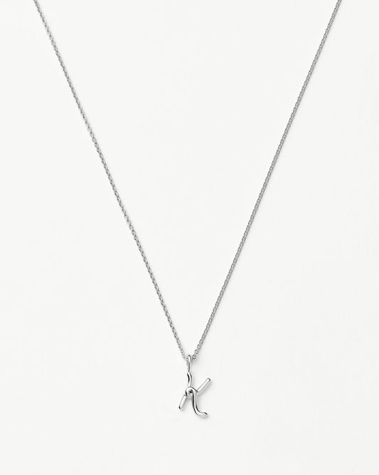 Curly Molten Mini Initial Necklace - K | Sterling Silver