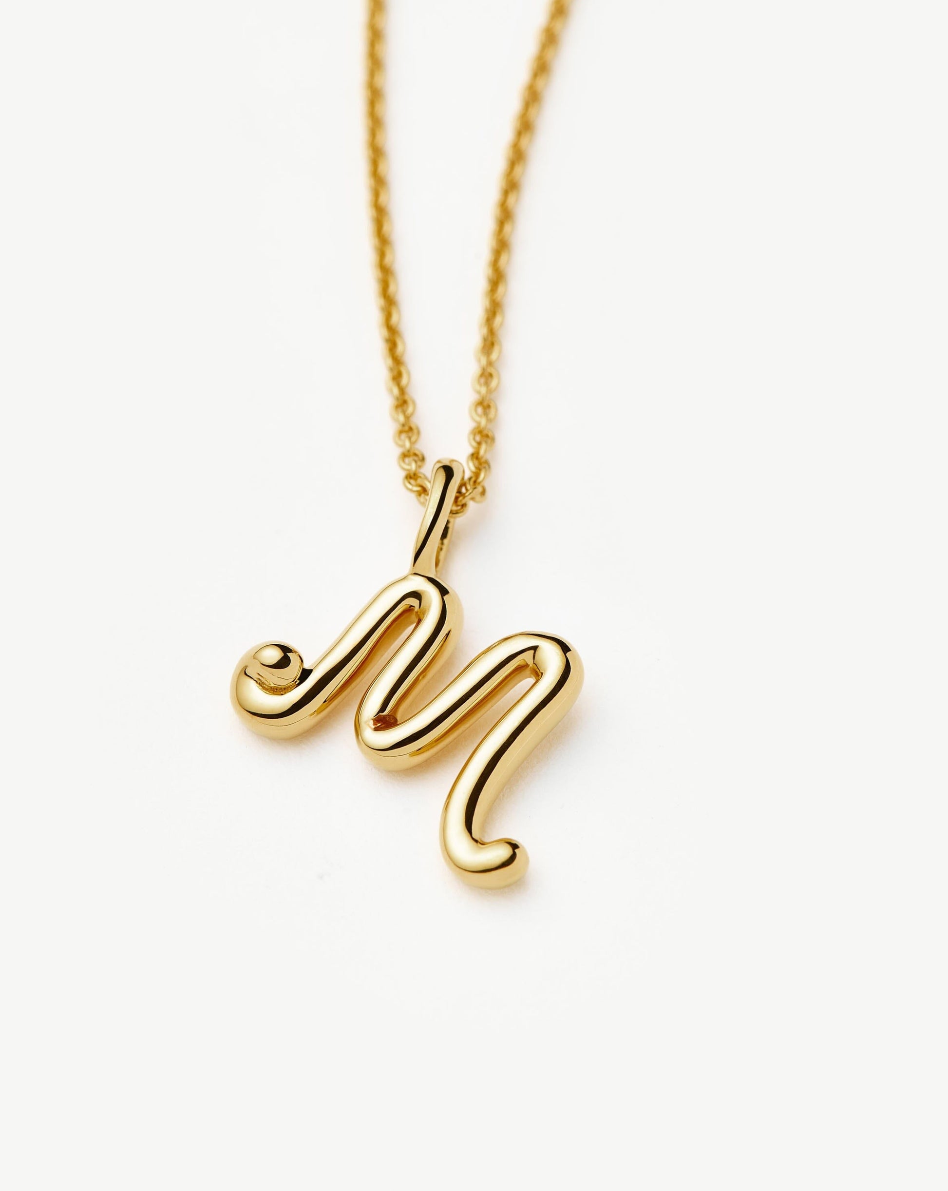 Curly Molten Mini Initial Necklace - M | 18ct Gold Vermeil