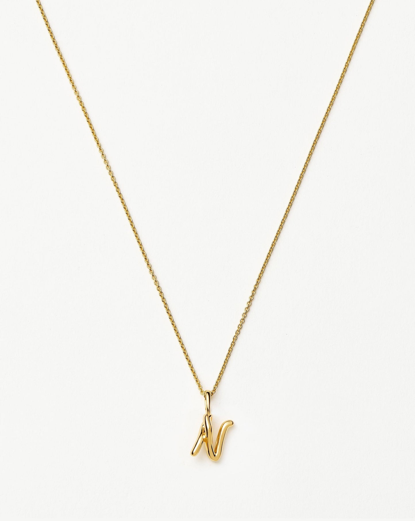 Curly Molten Mini Initial Necklace - N | 18ct Gold Vermeil