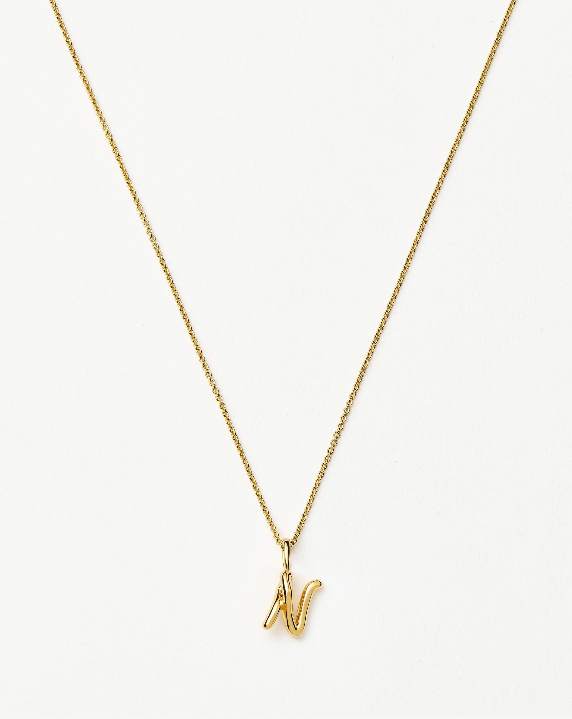 Curly Molten Mini Initial Necklace - N | 18ct Gold Vermeil