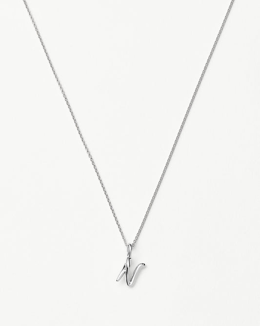 Curly Molten Mini Initial Necklace - N | Sterling Silver