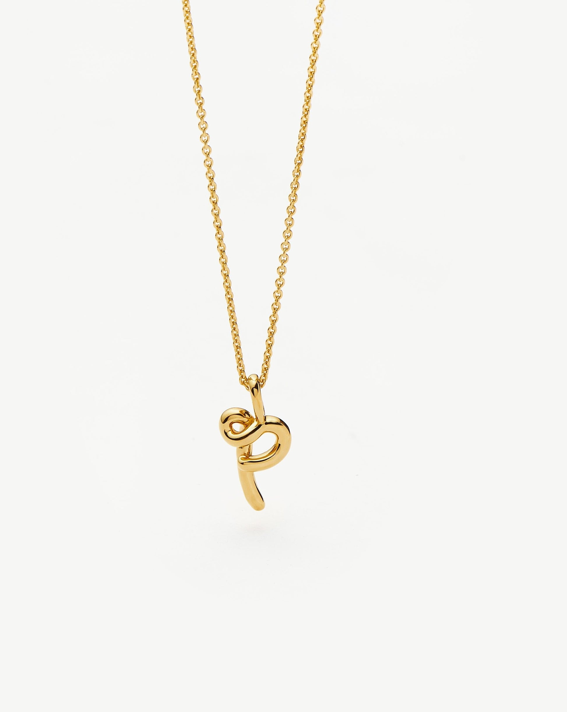 Curly Molten Mini Initial Necklace - P | 18ct Gold Vermeil