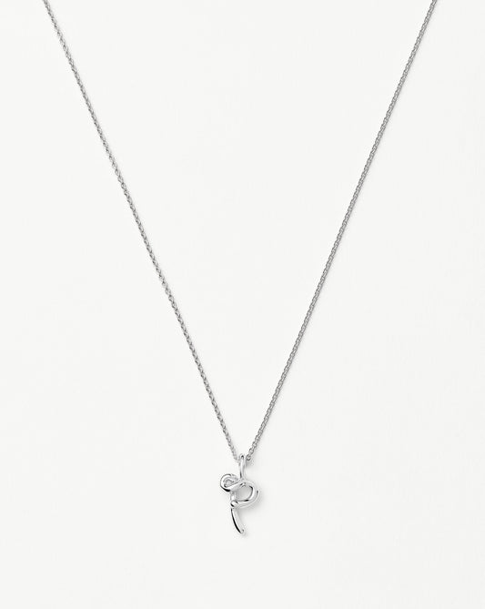 Curly Molten Mini Initial Necklace - P | Sterling Silver