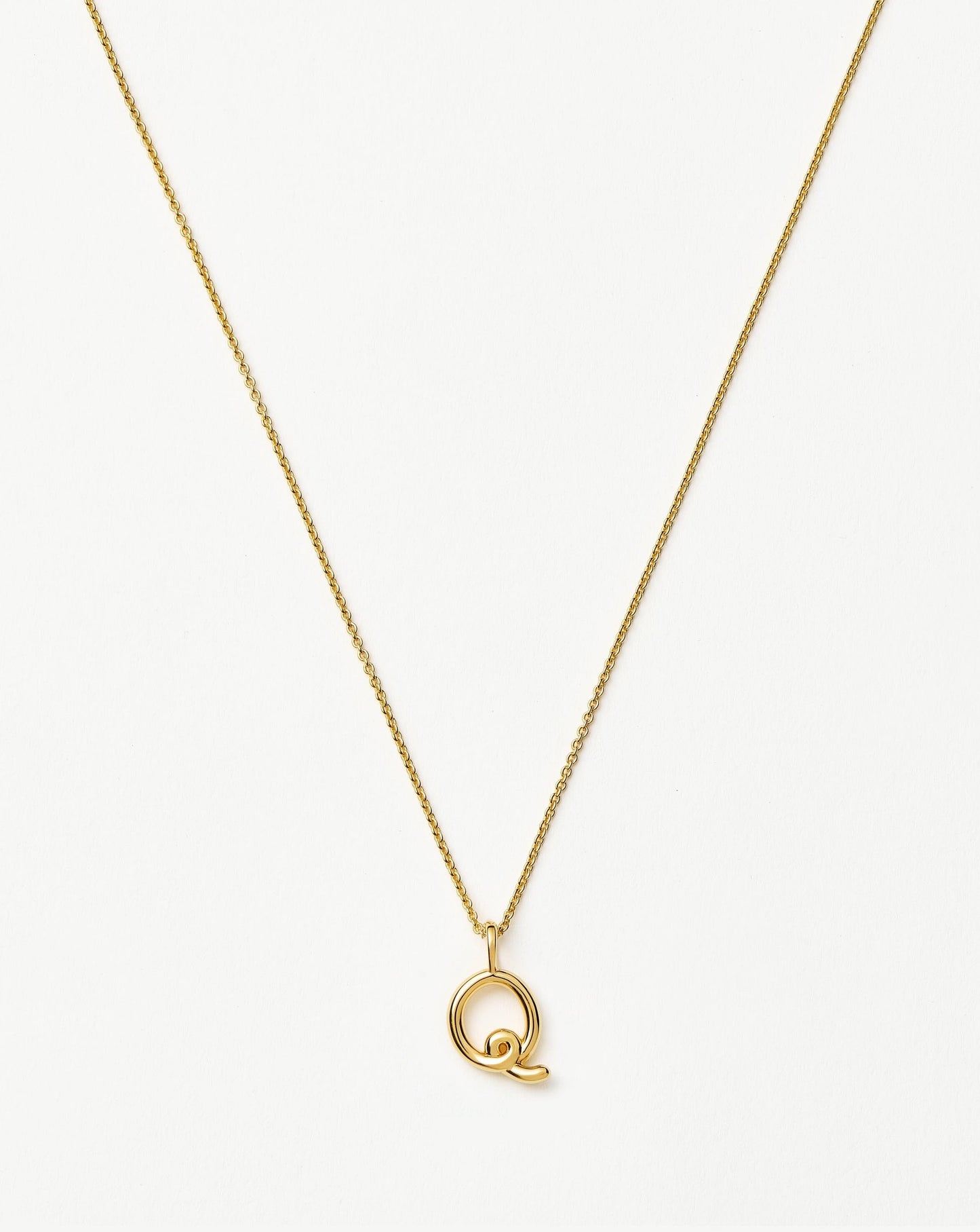 Curly Molten Mini Initial Necklace - Q | 18ct Gold Vermeil