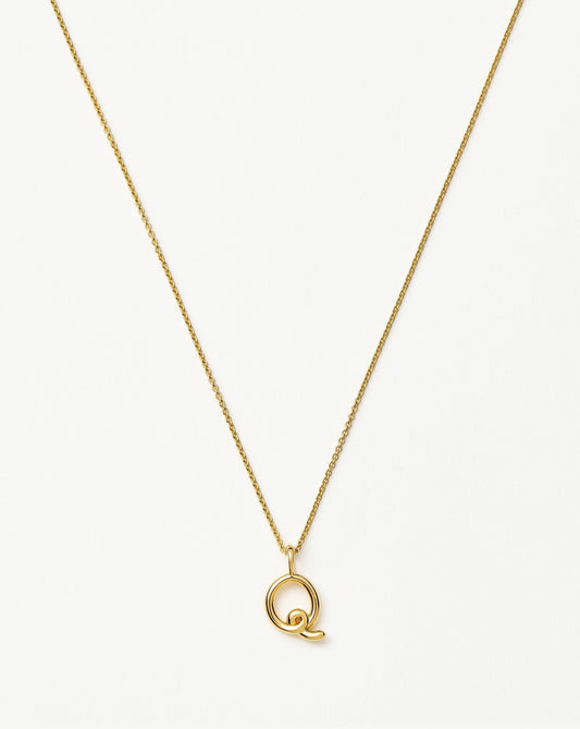 Curly Molten Mini Initial Necklace - Q | 18ct Gold Vermeil