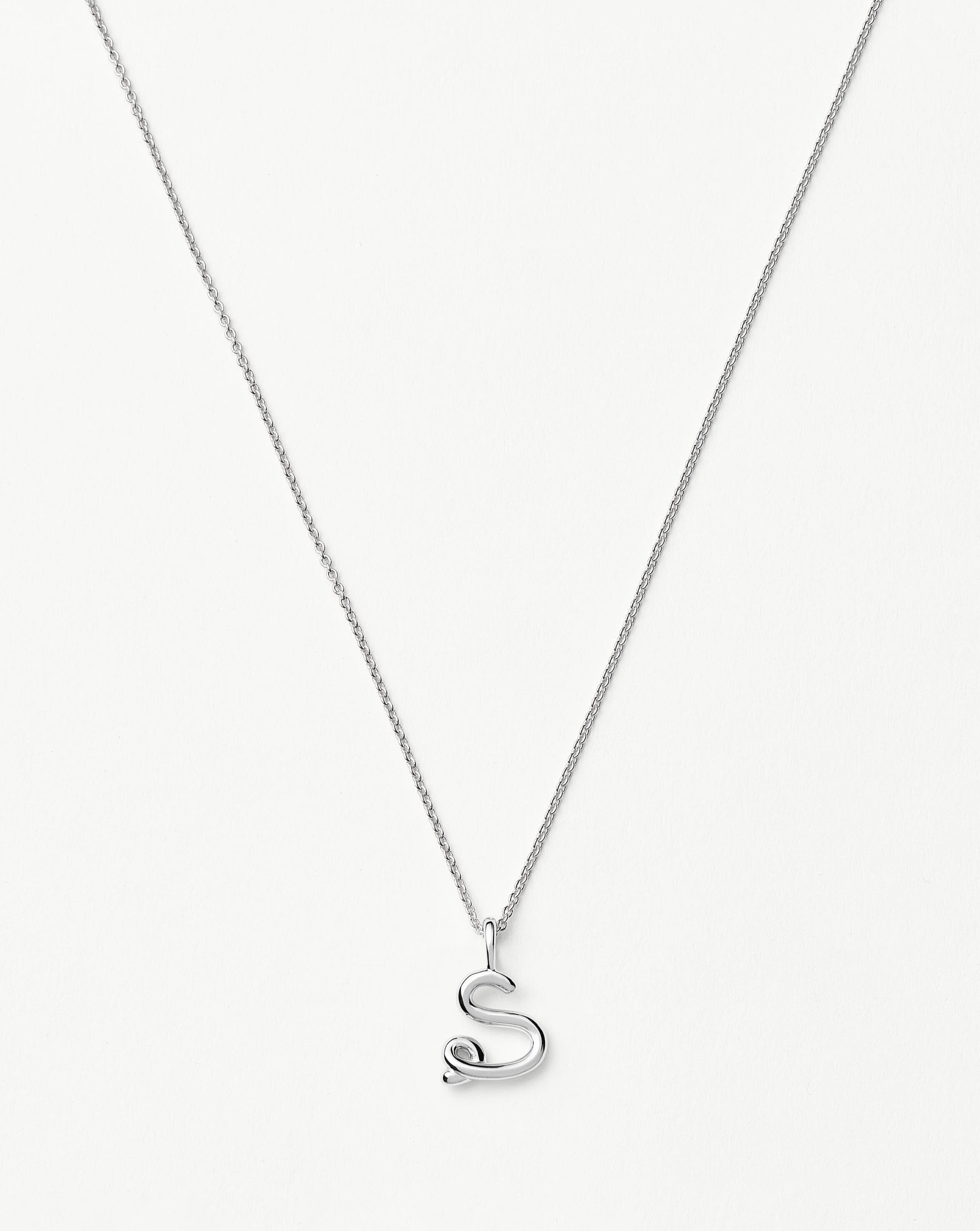 Curly Molten Mini Initial Necklace - S | Sterling Silver