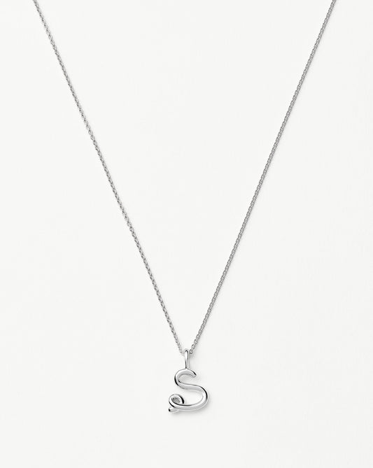 Curly Molten Mini Initial Necklace - S | Sterling Silver