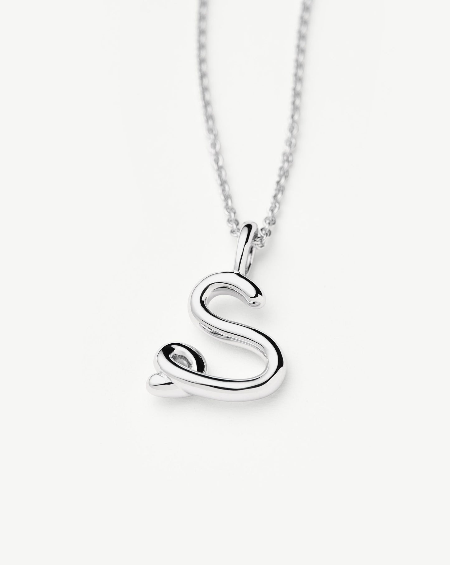 Curly Molten Mini Initial Necklace - S | Sterling Silver