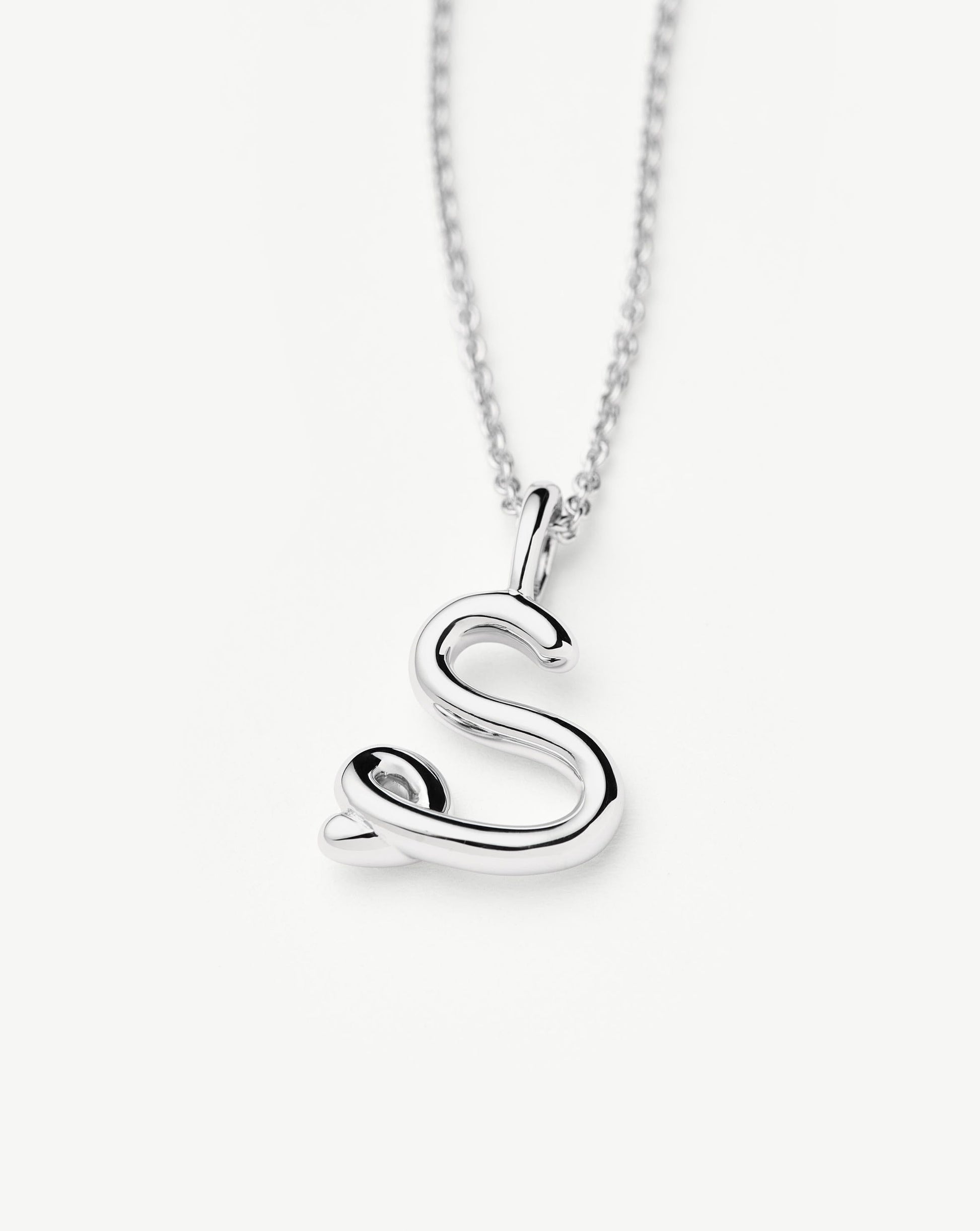 Curly Molten Mini Initial Necklace - S | Sterling Silver
